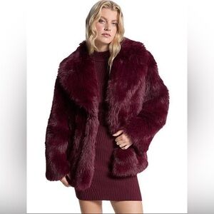 Michael Michael Kors Burgundy Teddy Coat Jacket Dark Ruby Size M NWT $395